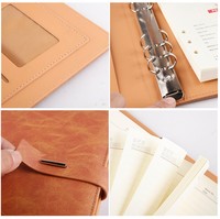 Cahier en cuir personnalisé de haute qualité 6 anneaux reliure à feuilles mobiles cahier à spirale dossier agenda planificateur organisateur papeterie