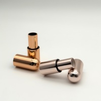 Tube de rouge à lèvres vide cylindrique métallique de luxe or rose avec capuchon dôme rechargeable, emballage cosmétique personnalisable