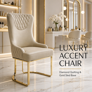 Luxury Quilted Salon <b>Chair</b> Set PU Leather Beauty Studio <b>Chair</b> <b>Swivel</b> Customer Seating with Metal Base - Product Image 2