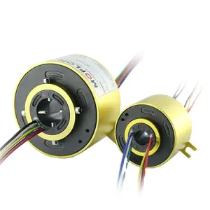 MOFLON Slip Ring 18 Wires Bore Size 50mm Electric Through Hole Carbon Brush Slip Ring Rotary Union