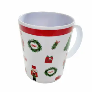 Fabrik Weihnachts dekoration Design Melamin Tasse Kaffeetasse Tee tasse Tassen Kunststoff Custom ized Logo Akzeptabel Weiß für 1 Benutzer