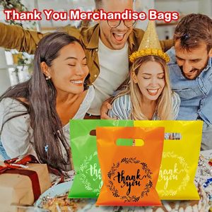 Bolsas de regalo con asa de plástico, 10 colores, 100 unidades, con impresión de agradecimiento, para cumpleaños, baby shower, bodas, recuerdos de fiesta, dulces y galletas - Product Image 4