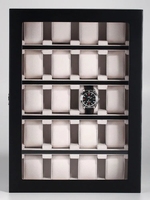 Présentoir de Montres Moderne et Élégant Haut de Gamme avec Verre Trempé, Éclairage LED et Construction Durable en MDF pour Utilisation Personnalisable en Magasin ou Centre Commercial