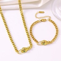 Collier chaîne cubaine tête de serpent plaqué or Hip Hop en acier inoxydable 304, bijoux streetwear pour rappeur, cadeau unisexe