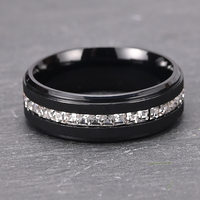 Ensemble de canaux pour hommes Bague en tungstène et diamant Brossé Full Diamond White CZ Channel Setting Anneaux de mariage en tungstène 8mm