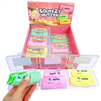 Lot de 2 jouets anti-stress en pâte à modeler jaune au toucher croustillant, en TPR, faits à la main, en forme de macaron, à presser, amusants