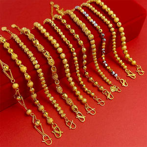 Bracelet en chaîne de perles en forme de cœur en alliage de cuivre plaqué or avec pierre naturelle, cadeau de bijoux de luxe léger en or sablé pour femme, idéal pour un anniversaire - Product Image 1