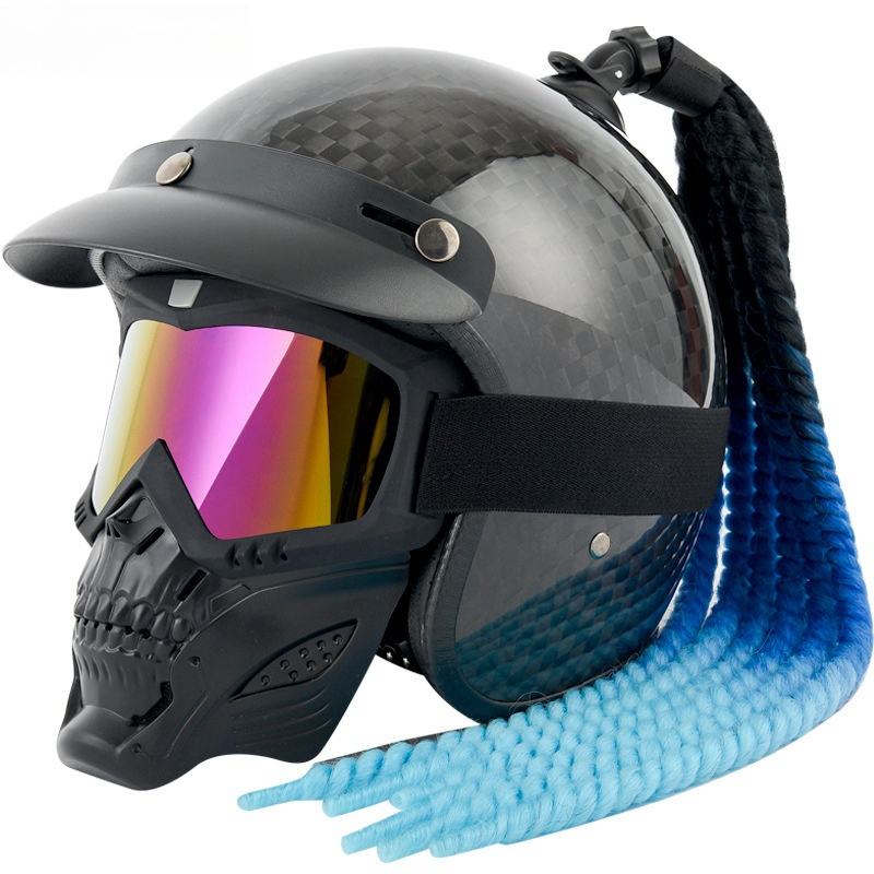 12K สีดำเงา (ลายกราฟิกหัวกะโหลกพร้อมเปีย)