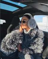 Parka d'hiver de luxe en fausse fourrure de renard argenté, épaisse, imperméable, chaude, tendance, sexy, longue, réversible, avec plumes