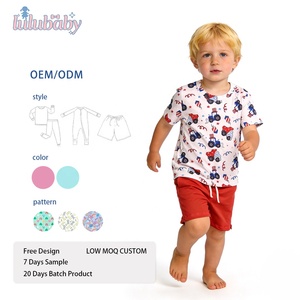 T-shirt à col rond pour garçons DH ODM <span class=keywords><strong>Chic</strong></span> Americana Graphic, extensible, motif tracteur de dessin animé, pour tout-petits, été, camp, vacances, performance - Product Image 1