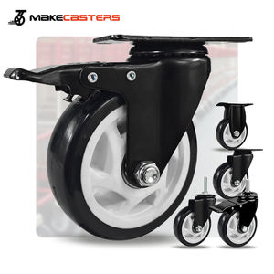 1.5 "2" 2.5 "3" 4 "5" Inch Pvc Zwenkwielen Middelzware Industriële Lager Pp Castor Zwarte Meubels Trolley Draaibare Remschroef Oem - Product Image 1
