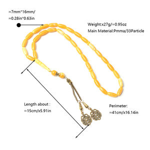 Trending Saudi Misbaha alta calidad musulmán Tasbih Tasbeeh <span class=keywords><strong>Islam</strong></span> 33 Rosario cuentas collar ámbar corona de oración para religiosos - Product Image 4