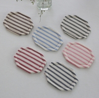 Tapis de table isolant thermique rayé en tissu japonais, tendance pour les photos, dessous de tasse à thé octogonal anti-brûlure, dessous de tasse à café