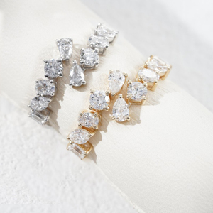 Multi Shape Lab Diamond <b>Open</b> Cuff <b>Ring</b> 10k Solid Gold Wedding <b>Ring</b> - Product Image 1