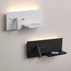 <span class=keywords><strong>Luz</strong></span> de lectura LED para cabecera de hotel con carga inalámbrica USB, <span class=keywords><strong>luz</strong></span> de lectura de pared montada junto a la cama - Product Image 1