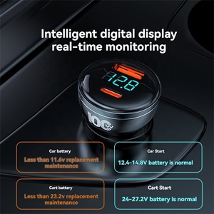 100W <strong>USB</strong> Auto Charger Universal Aluminum Alloy Fast Charging Digital <strong>Display</strong> PD20W 2-in-1 Car Charger Type C Electric OTP - Product Image 2