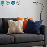 Housse de coussin décorative unie avec design plissé anti-rides à bulles 45x45cm pour la maison et l'hôtel