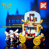 DK7050 Carruaje Volador de Fantasía, Modelo de Escena con Base de Libro, Diorama de Caballo Alado, Coleccionable de Escritorio, Sets de Bloques de Construcción para Montaje DIY