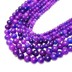 Zhenzhen Natural Purple Sugilite Crystal Healing Gemstone Round Loose Stone Beads for Jewelry Craft Making accessory
