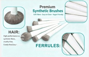 DailyQueen 19 Pinceaux de <span class=keywords><strong>Maquillage</strong></span> en Bois Blanc de Luxe, Poils Synthétiques Doux pour le <span class=keywords><strong>Maquillage</strong></span> Complet du Visage <span class=keywords><strong>et</strong></span> des Yeux, Logo Personnalisé Accepté - Product Image 4