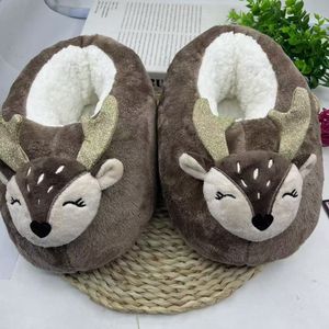 Femme Femme Femme Dames Hiver Cosy Fleece Custom Animal Reindeer Sherpa Lined Anti-slip Indoor Home Stuffed Slipper Boots - Product Image 1