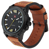 Montre-bracelet à quartz pour homme NS Never Stop N905, nouvelle montre sportive étanche avec bracelet en cuir, date automatique et aiguilles lumineuses