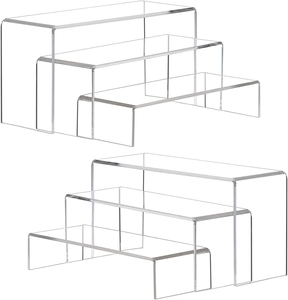 Juego de 6 Soportes de Exhibición Acrílicos Transparentes, Estante de Exhibición de 3 Niveles en Forma de Escalera para Perfumes, Cosméticos, Postres, Organizador para Minoristas - Product Image 1