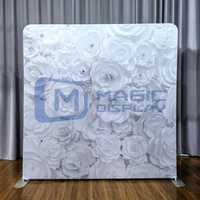 Support de bannière double face en tissu tendu avec cadre en aluminium et bases surdimensionnées pour toile de fond personnalisée 8x8