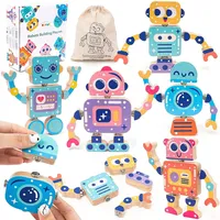 Bebé de madera 3D DIY Robot magnético creativo apilamiento rompecabezas bloques juego educativo regalo juguetes para niños niñas