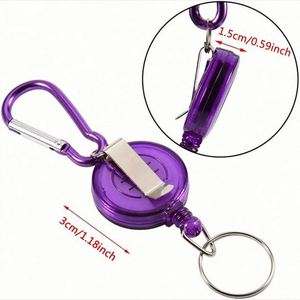 Custom Logo Outdoor <b>Cheap</b> Aluminum Lightweight Carabiner ID Badge Holder Reel Clip Portable Retractable Keychain - Product Image 4