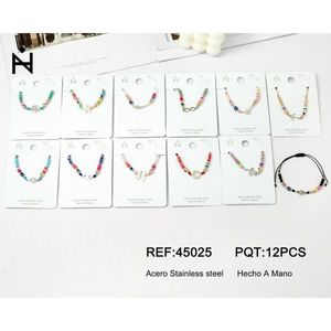 Bracciale con perline in acciaio inossidabile, set di 12 gioielli fatti a mano, braccialetti colorati con ciondoli per donne e ragazze, idea regalo - Product Image 1