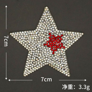 แฟชั่นแผ่นปะติดรูปหัวใจดาวห้าแฉกติดด้วยเหล็กพลอยเทียมแบบเต็มแผ่นติดกาวสำหรับเสื้อผ้าเสื้อยืด - Product Image 6