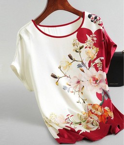 Camicette da Donna Taglie Forti con Maniche a Pipistrello, <span class=keywords><strong>Stampa</strong></span> <span class=keywords><strong>Floreale</strong></span> Vintage, Top Casual a Maniche Corte Morbidi - Product Image 4