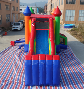 Château gonflable commercial en PVC de qualité supérieure, combo toboggan et aire de saut, taille personnalisable, installation facile pour les locations de fêtes d'enfants - Product Image 2