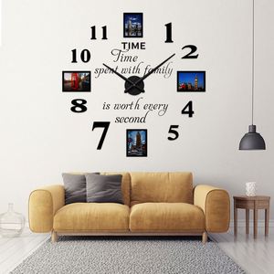 Large Size DIY Photo Frame <b>Wall</b> Clock 3D Acrylic Mute Digital Clock <b>Wall</b> Sticker Home Decorative Quartz Clock - Product Image 2