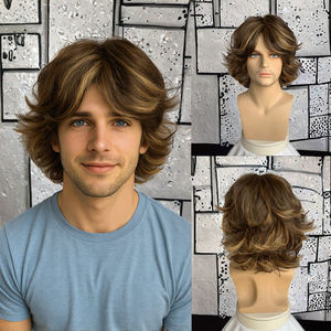 Peluca de Fibra Sintética Resistente al Calor, Corte Pixie Corto Marrón Mixto, Diseño Multinivel con Ondas Sedosas y Rectas <span class=keywords><strong>para</strong></span> <span class=keywords><strong>Jóvenes</strong></span>, Ideal <span class=keywords><strong>para</strong></span> Cosplay y Fiestas Rock - Product Image 3