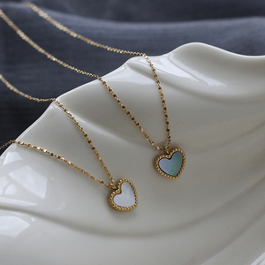 Vintage <b>Boho</b> Style 18K Gold Plated Stainless Steel Heart Shell Pendant <b>Necklace</b> 18inches Fashionable Claw Setting Jewelry - Product Image 2