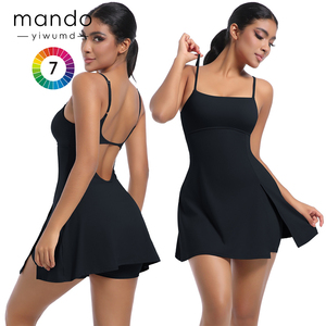 Vente en gros de haute qualité robe de tennis de gymnastique à col carré bretelles réglables robe de golf sexy à dos en V pour femmes - Product Image 3
