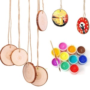 แผ่นไม้กลม วัสดุงานฝีมือไม้ธรรมชาติ ขนาด 10-30 ซม. ฐานตกแต่งทำมือ DIY สำหรับตกแต่งบ้าน - Product Image 2