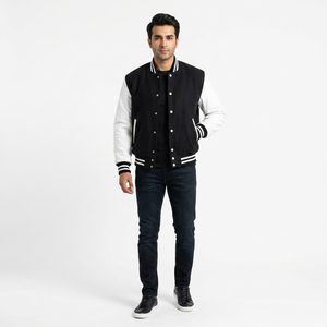 Customizable <b>Men's</b> Winter Baseball Varsity <b>Jacket</b> Wool/Polyester Waterproof Windproof Breathable Knitted Embroidered Stand Front - Product Image 1