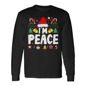 Maglietta a maniche lunghe I'm Peace Christmas, unisex, girocollo, per le feste, per adulti, coordinata per feste in famiglia - Product Image 1