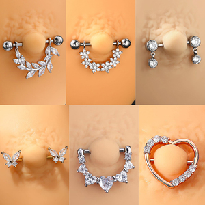 Toposh venta al por mayor nuevo Sexy médico acero cuerpo pezón <span class=keywords><strong>Piercing</strong></span> Acero inoxidable circón cristal 14G pezón anillo joyería - Product Image 4