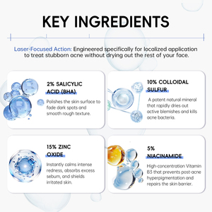 Sérum anti-imperfections à action rapide à 2% d'acide salicylique, 10% de soufre et 5% de niacinamide, marque privée, atténue les cicatrices d'acné anciennes et nouvelles - Product Image 4
