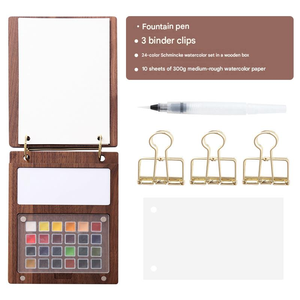 Bview Art – Kit de peinture <span class=keywords><strong>aquarelle</strong></span> portable format voyage, 24 couleurs, peintures solides pour le <span class=keywords><strong>dessin</strong></span> sur toile - Product Image 3