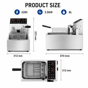 Freidora Eléctrica Automática de Sobremesa de 8L con Elevación Automática, 3.5KW, Acero Inoxidable, Doble Cesta, para Restaurantes, Suministro Integral - Product Image 3