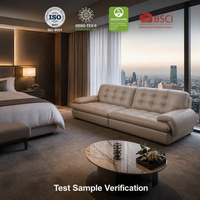 Canapé carré en cuir de qualité hôtelière 3 places 100% véritable ignifuge moderne sur mesure pour chambre d'hôtes, approvisionnement en gros