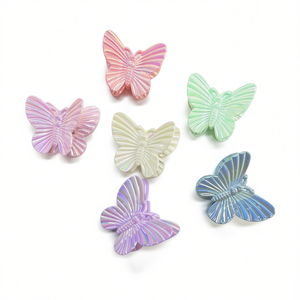 Fermaglio per capelli a farfalla monocolore lucido da 7,5 cm per donna, accessorio moda - Product Image 1