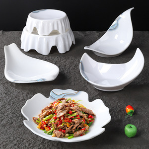 Platos de melamina de forma irregular para restaurante, hotel, fiestas, juego de vajilla creativa de color sólido. - Product Image 2