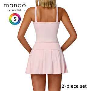 High Stretch Soft Built in Chest Pad Tank Top y bolsillos Falda de golf Conjunto de 2 piezas Conjunto de falda deportiva para correr para mujer - Product Image 2