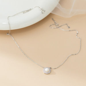 Collar de Plata S925 de Moda, D9401, Simple y Elegante, con Perlas Sintéticas, Cadena para Clavícula para Mujer con Temperamento - Product Image 4